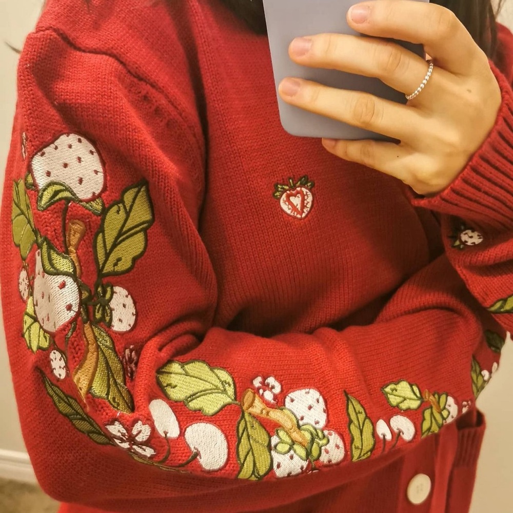 Carmico Red Strawberry Sweater | Size M | Never Worn